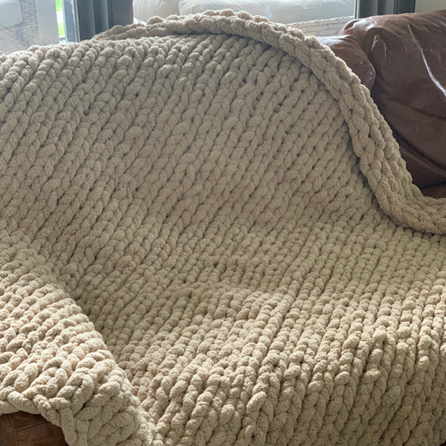 Chunky Knit Taupe Blanket