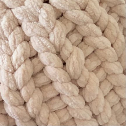 Chunky Knit Velvet Pouf Pillow